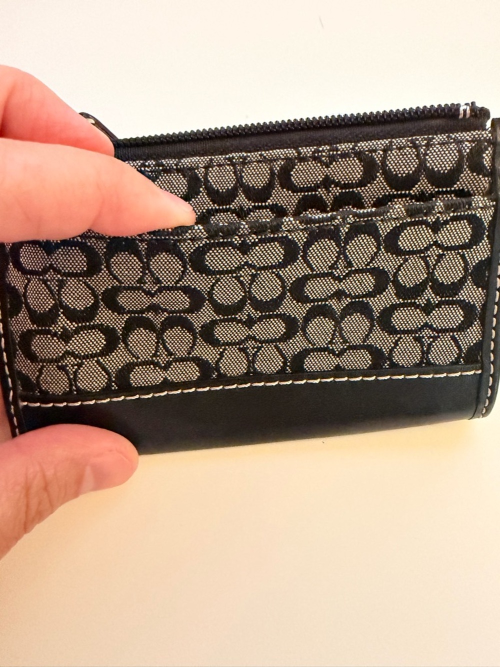 Coach Black and Gray Signature Canvas Mini Skinny ID Case/Card Holder - Picture 3 of 4